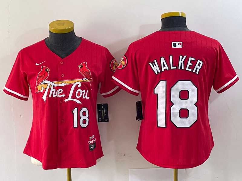 Womens St Louis Cardinals #18 Jordan Walker Red 2024 City Connect Limited Stitched Baseball Jersey